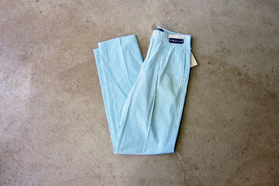 90s Ralph Lauren POLO Trousers | Seersucker Striped Modern 90s Ralph Lauren POLO Trousers | Seersucker Striped Modern