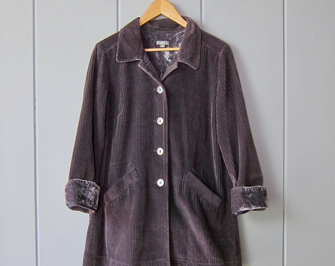 Women Dark Grey Corduroy Front Button Jacket