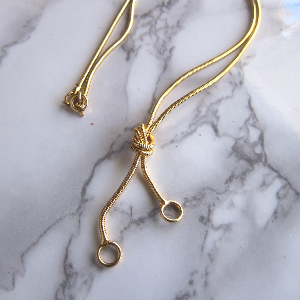 80s Gold Coil Necklace With Knot Detail Mod Minimal Jewelry Etsy