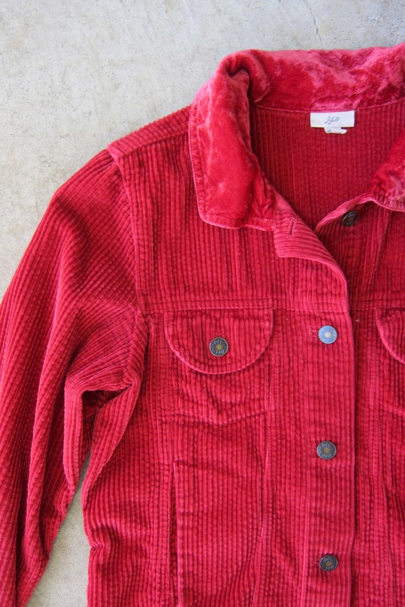 Red Corduroy & Velvet Jacket | Button Up Farm Jac… - image 2