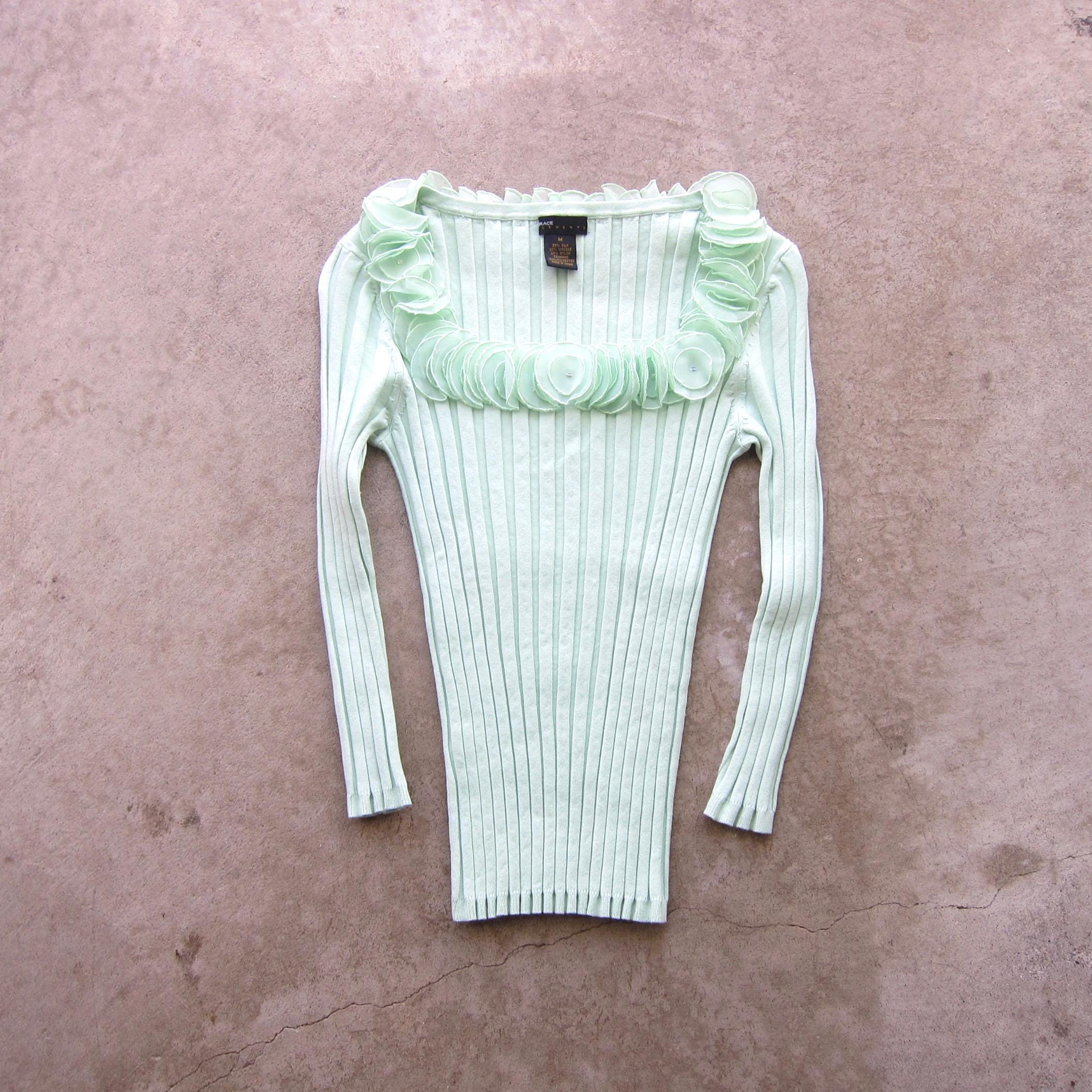 Haut En Tricot Hallhuber Vert Menthe - Effet Enveloppant Avec Nœud - Taille XL (taillé Plutôt M) - Occasion Très Bon état