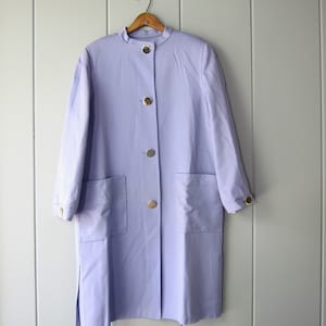 Vintage Bill Blass Wool Coat: Oversized Lavender Button-Up