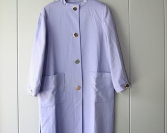 Manteau vintage en laine Bill Blass : chemise boutonnée oversize lavande
