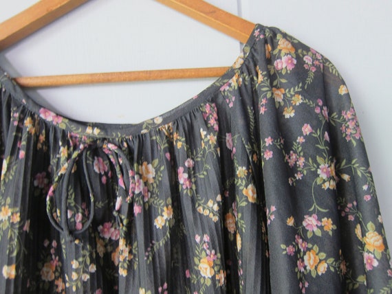 70s Floral Print Peasant Blouse | Billowy Sleeves… - image 3