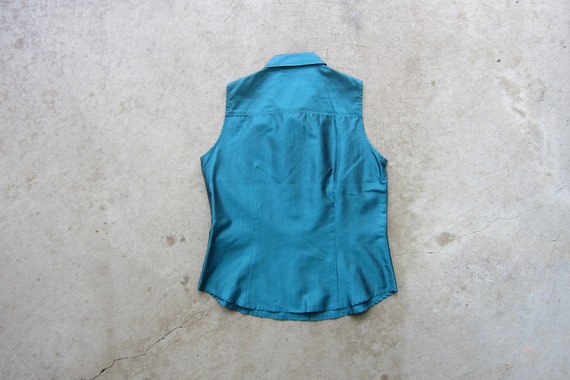 Dark Teal Green Silk Tank Top | Sleeveless Silk B… - image 4