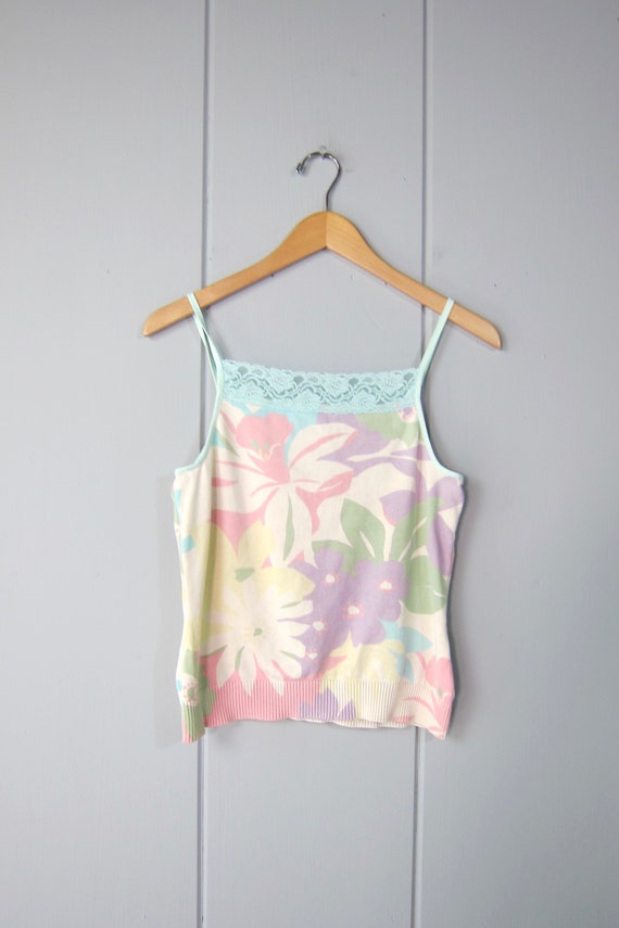 Floral Silk Knit Tank Top | Botanical Print Silk &