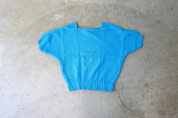 80s Blue Knit Sweater Tee | SILK Blend Sweater To… - image 2