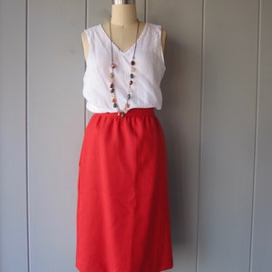 80s Tobacco Red Pencil Skirt Hand Pockets & High Waist Vintage School Girl Mod Skirt image 6
