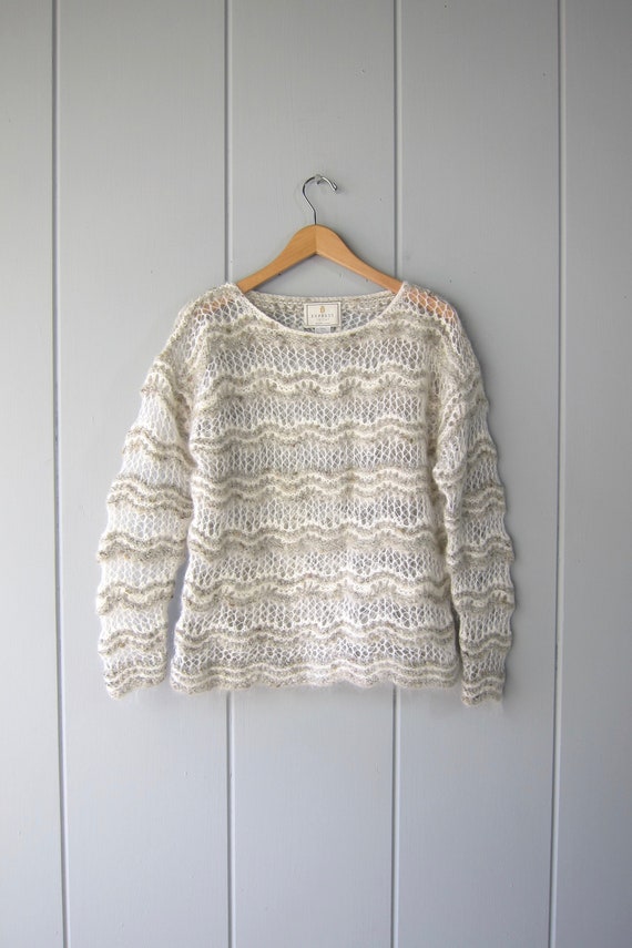90s Hand Knitted Sweater | Soft Mohair Blend Swea… - image 5