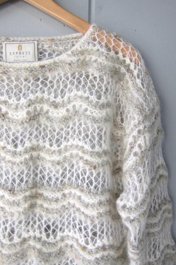 90s Hand Knitted Sweater | Soft Mohair Blend Swea… - image 3