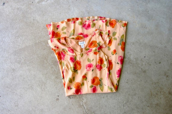 Pretty 90s Silk Garden Dress | Orange Pink Floral… - image 7