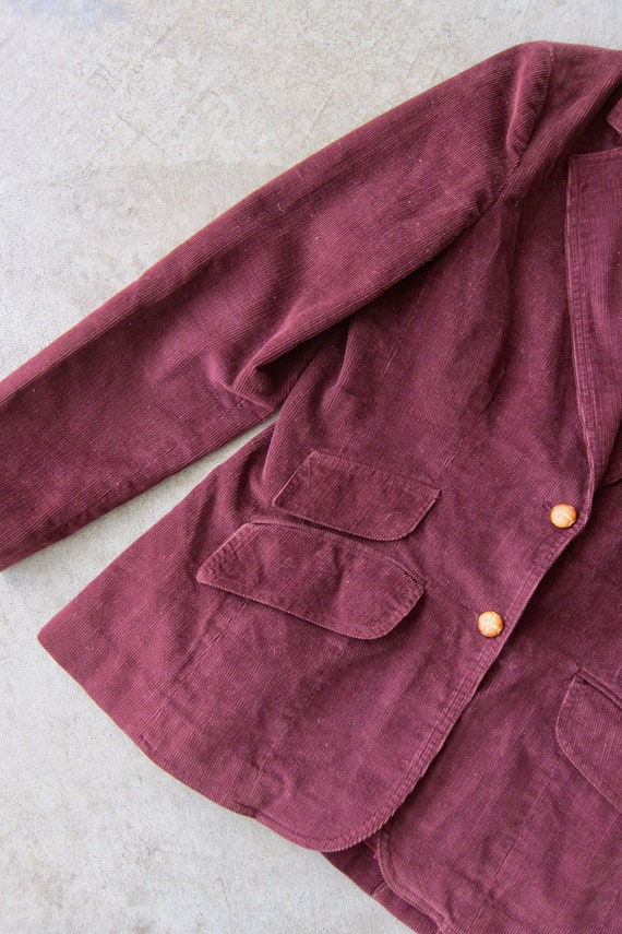 70s Purple Corduroy Blazer | Thin Ribbed Button U… - image 4