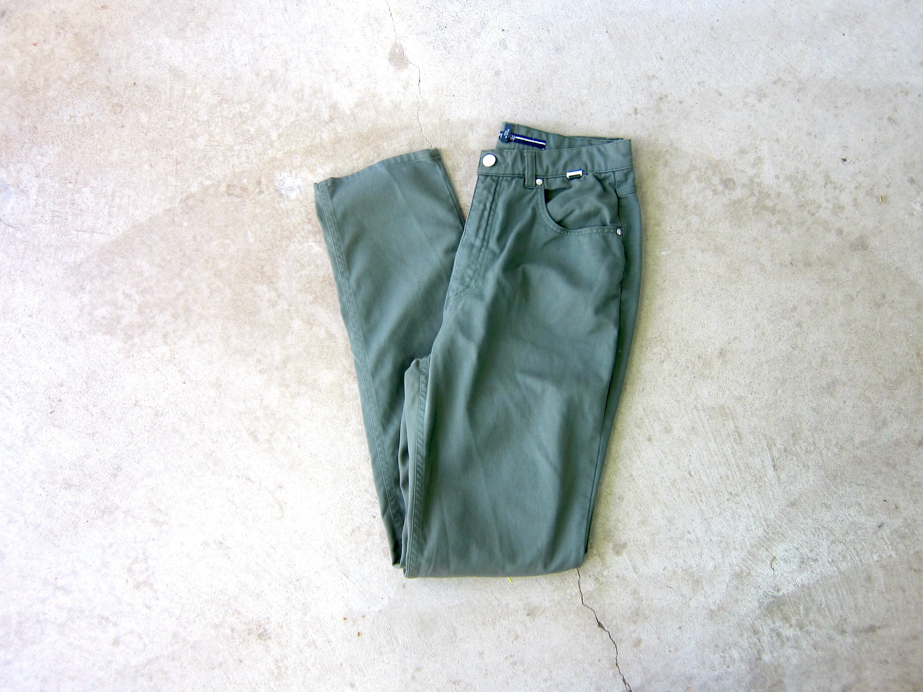 90s ESCADA Sport Green Cotton Jeans: High Waist Stretchy Pants