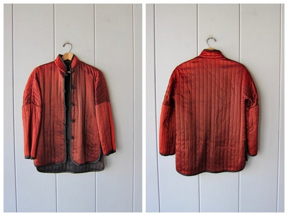 Vintage Knot Button Smoking Jacket | Rust Orange N