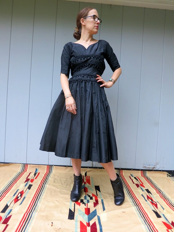 Suzy Perette 1950s Evening Dress | Black Taffeta … - image 5