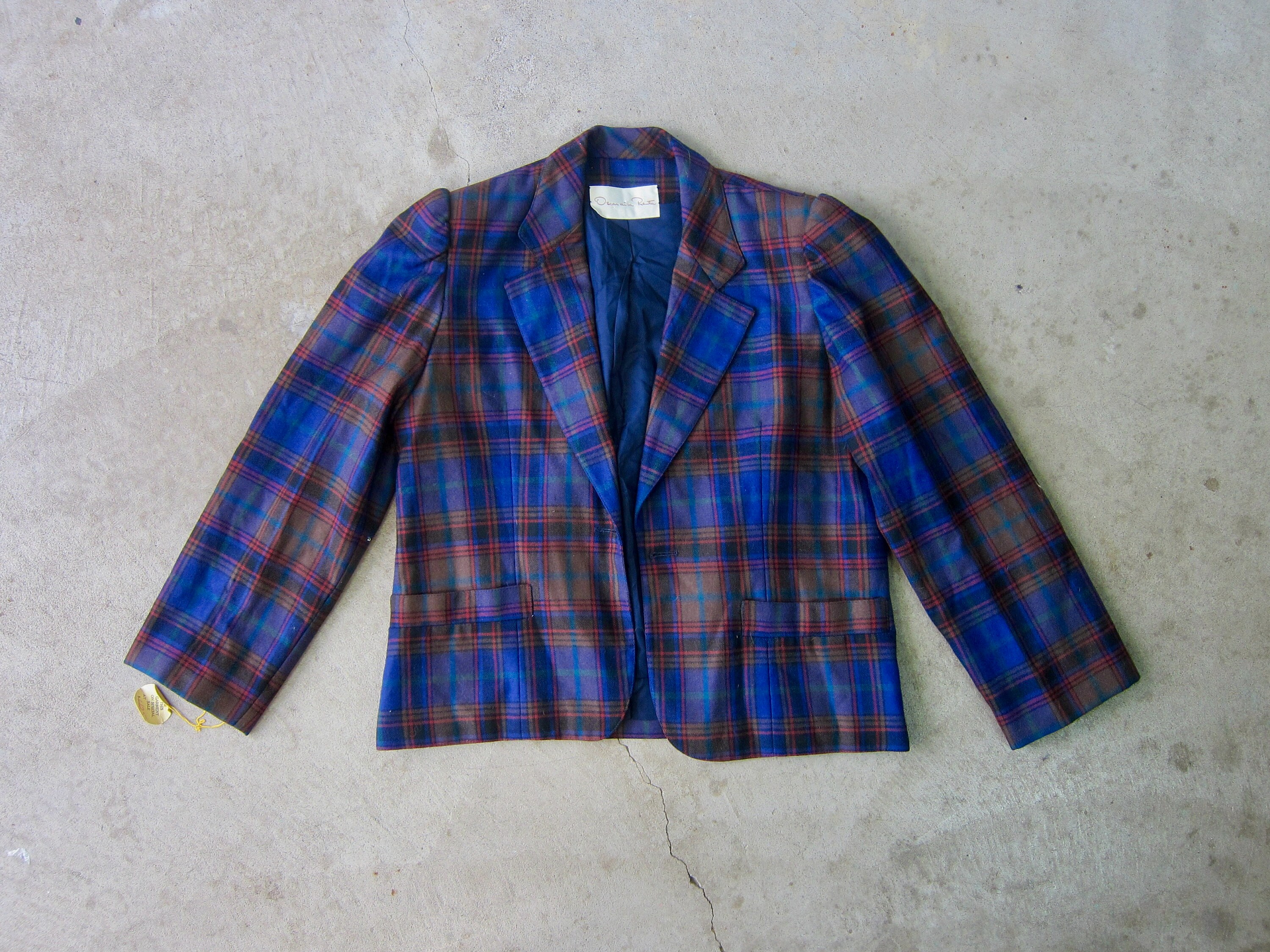80s OSCAR De La RENTA Plaid Blazer 