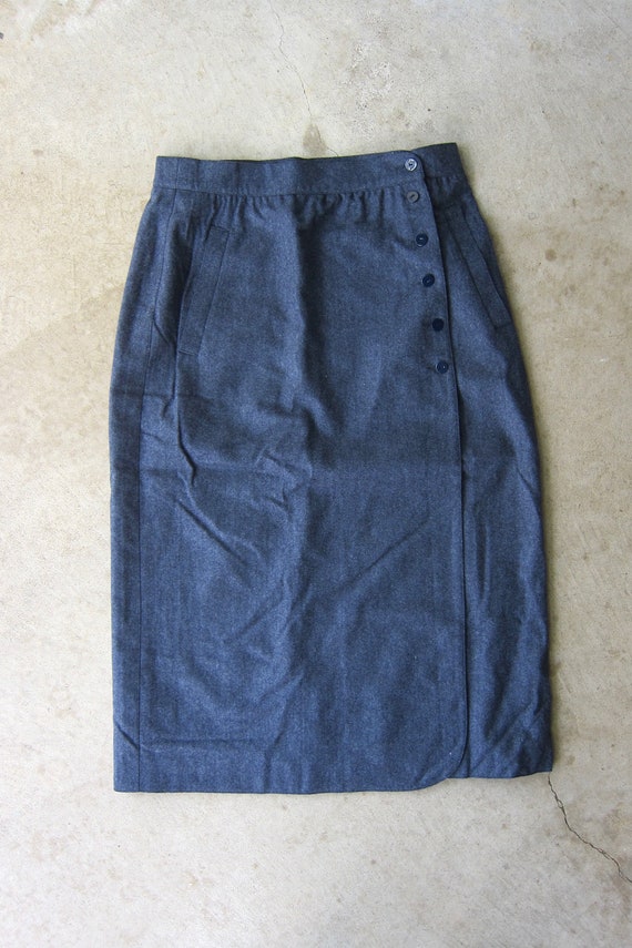 80s ESCADA Gray Wool Skirt | High Waist Long Penc… - image 6