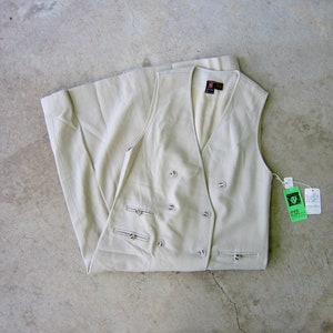 Vintage Anne Klein Wool Vest Dress: 80s Double Breasted Office Wear (NWT)