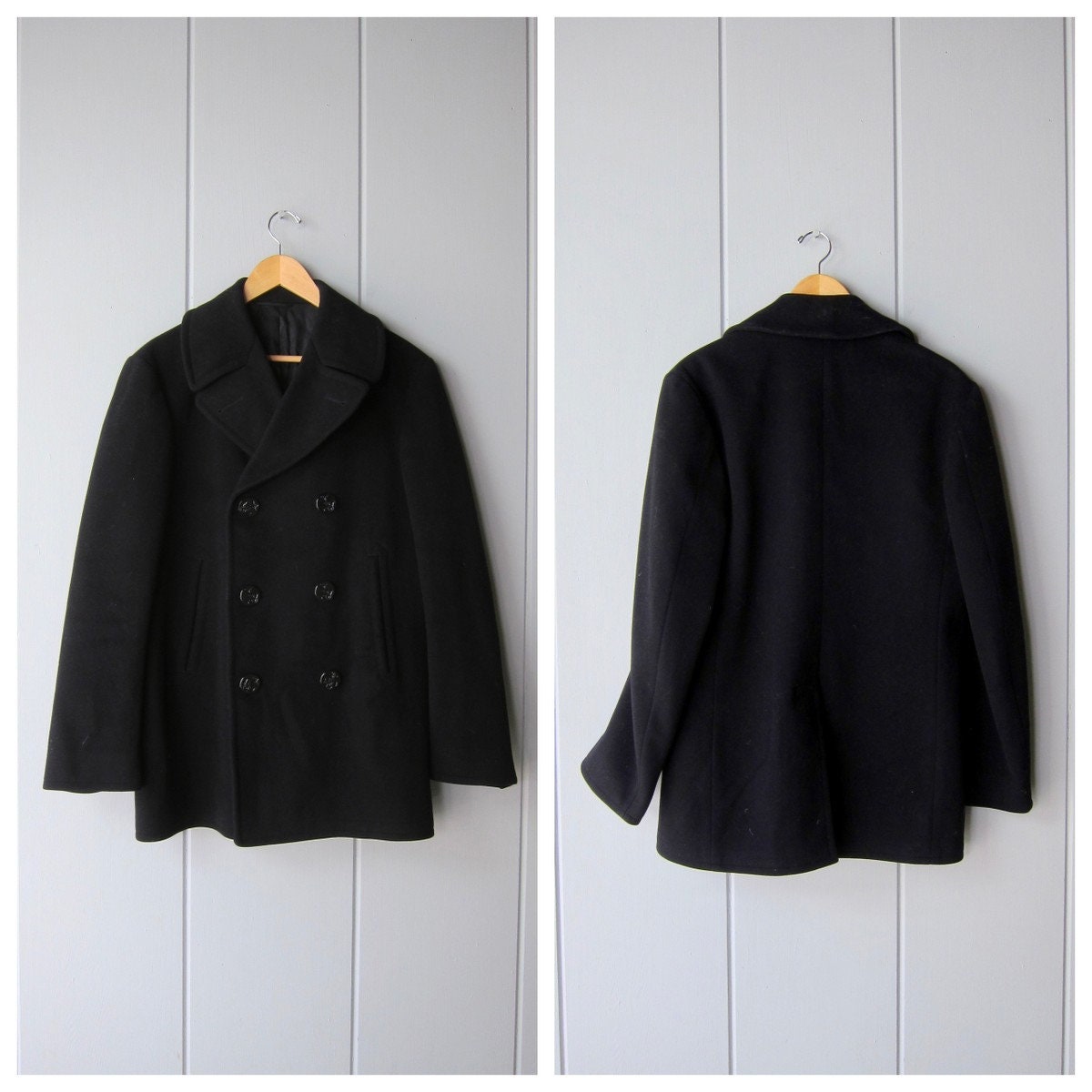 70s Navy Blue Wool Peacoat Authentic Wool Naval Pea Coat - Etsy