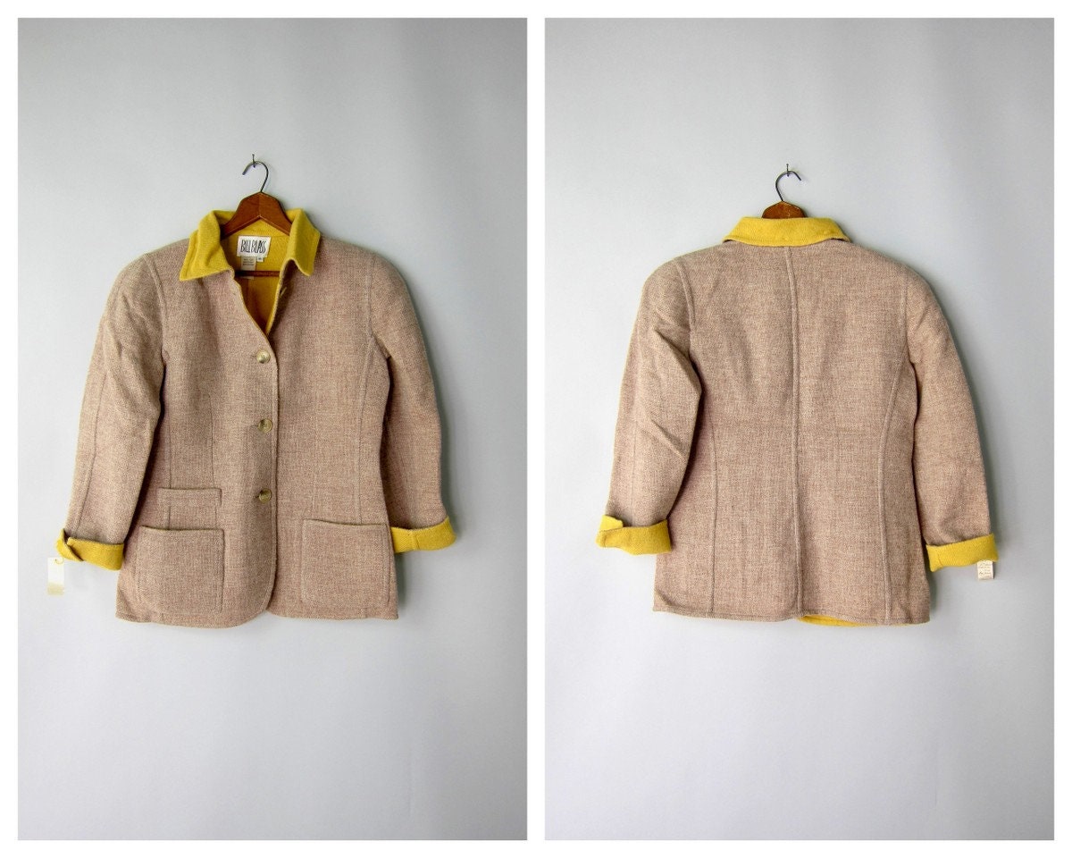 Yellow & Multicolor Wool Blend Tweed Jacket and Dress Set