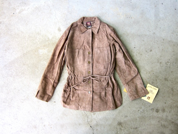 70s Brown Suede Drawstring Jacket | Cocoa Brown L… - image 1