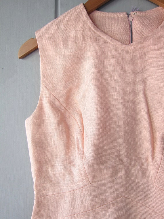 70s POSH Jay Anderson Tweed Rayon Dress | Pink Sl… - image 6