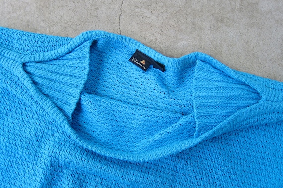 80s Blue Knit Sweater Tee | SILK Blend Sweater To… - image 5