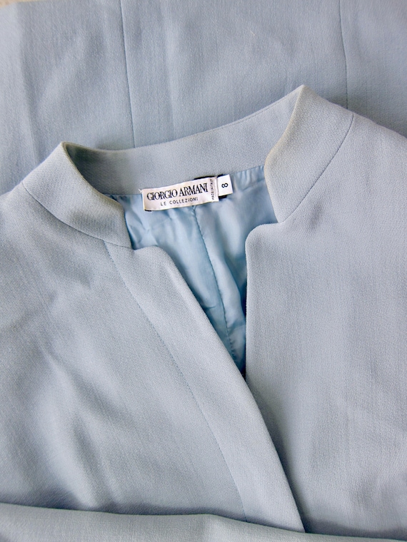 Vintage Giorgio Armani Pale Blue Wool Shift Dress… - image 3
