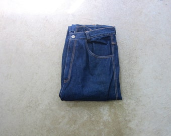 Vintage 70s Jeans | Dark Blue High Waist Jeans | Vintage Sanforized Denim Workwear Jeans
