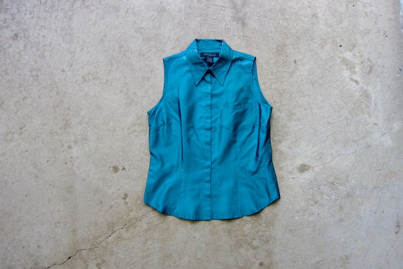 Dark Teal Green Silk Tank Top | Sleeveless Silk B… - image 1