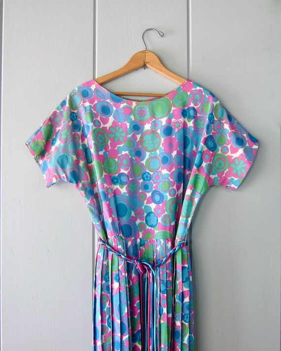 50s Colorful House Day Dress | Flower Print Crepe… - image 3