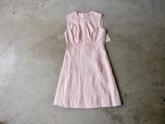 70s POSH Jay Anderson Tweed Rayon Dress | Pink Sl… - image 1
