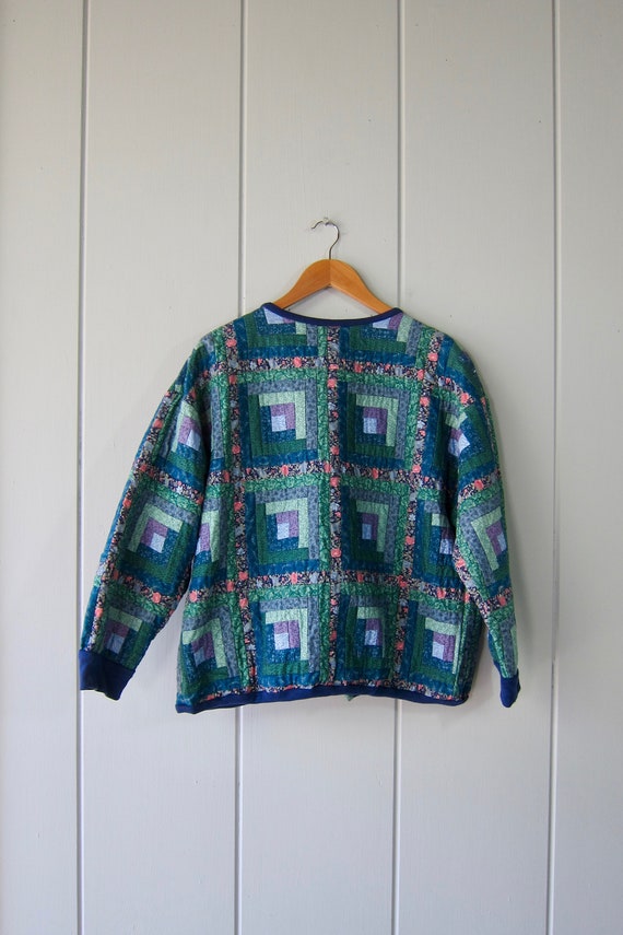 80s Handmade Quilted Jacket | Colorful Bohemian Q… - image 7