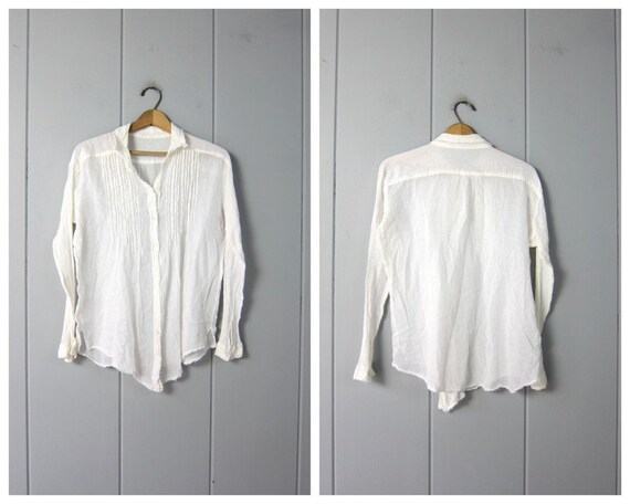 White Cotton Gauze Blouse | Minimal Button Up Cott