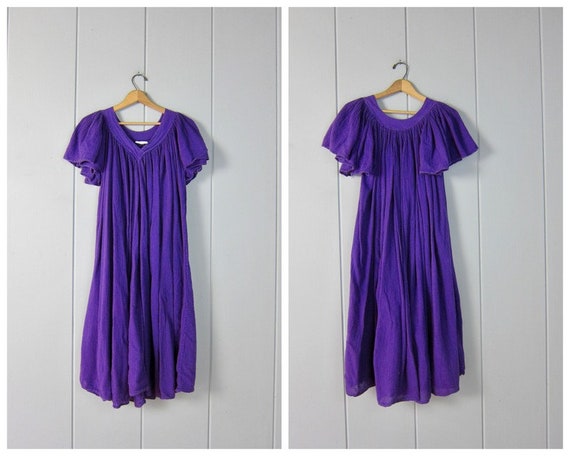80s Purple Gauze Tent Dress | Vintage Flutter Slee