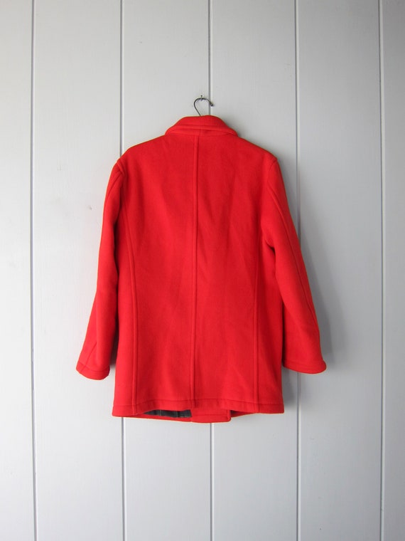 90s Red Wool Pea Coat | DKNY Heavy Wool Peacoat |… - image 8