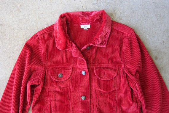 Red Corduroy & Velvet Jacket | Button Up Farm Jac… - image 3