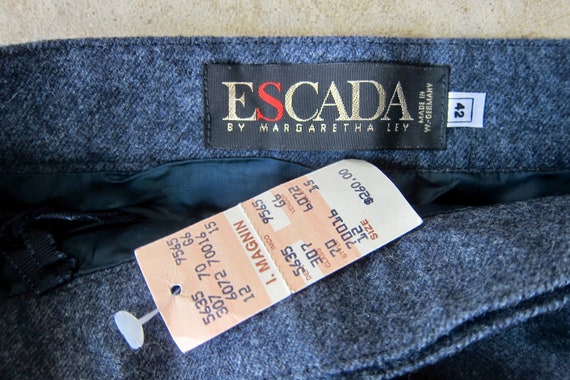 80s ESCADA Gray Wool Skirt | High Waist Long Penc… - image 5