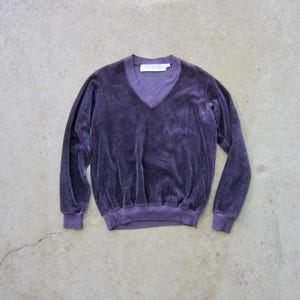 80s GEOFFERY BEENE Velour Sweater Plush Purple Velvet Vneck Top - Etsy