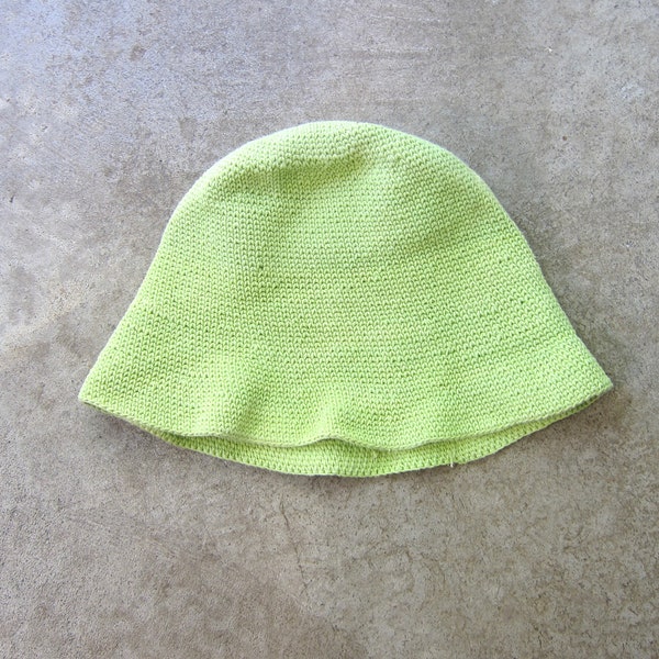 Florette Crochet Bucket Hat In Citrus Green | Woven Cotton | Shapeable Airy Hand Knit Artisan Summer Hat | Modern Y2K Beach Hat made in Bail