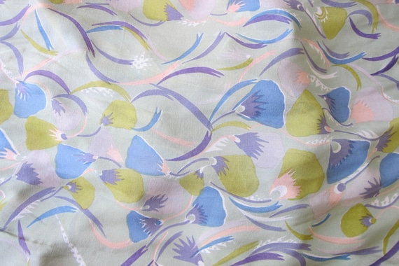 Floral Print Silk Scarf | Colorful Long Pastel Co… - image 3