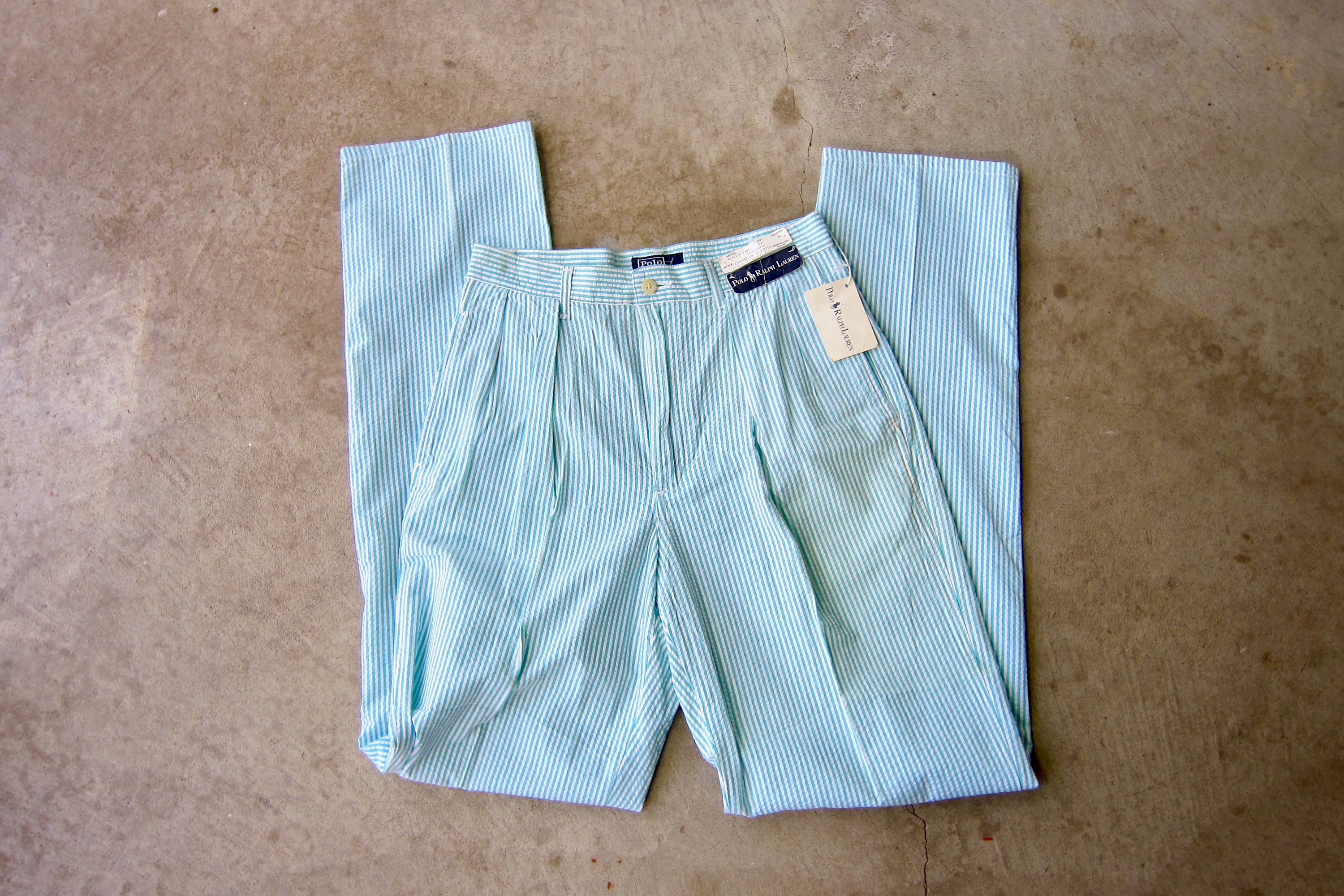 90s Ralph Lauren POLO Trousers | Seersucker Striped Modern 90s Ralph Lauren POLO Trousers | Seersucker Striped Modern