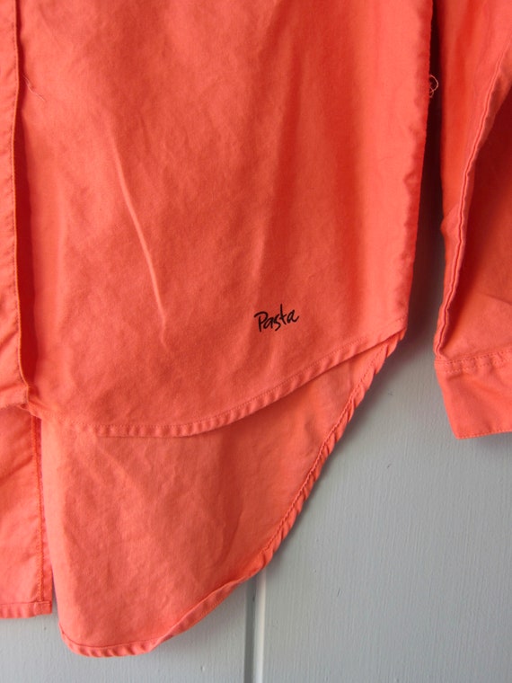 Coral Orange Button Down Shirt | 80s PASTA Poplin… - image 4