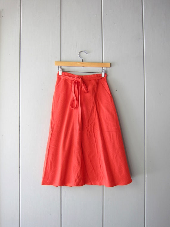 70s Orange Aline Wrap Skirt | Anne Klein Solid Ap… - image 3