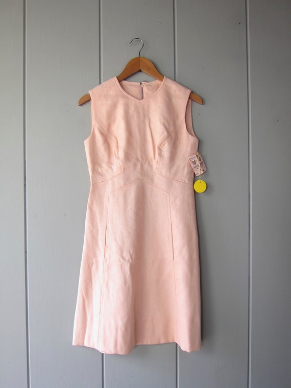 70s POSH Jay Anderson Tweed Rayon Dress | Pink Sl… - image 4