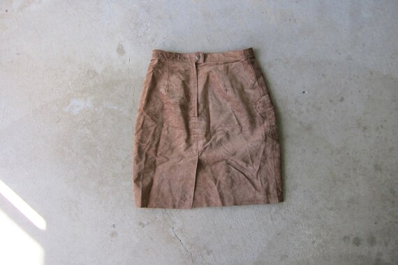 80s Brown Suede Mini Skirt | Vintage GITANO Leath… - image 4
