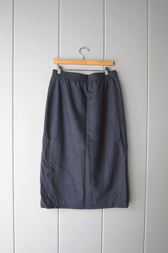 80s ESCADA Gray Wool Skirt | High Waist Long Penc… - image 7