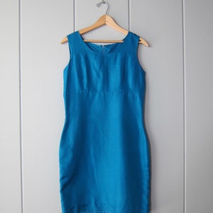 Turquoise Silk Dress: 90s Sleeveless Sundress