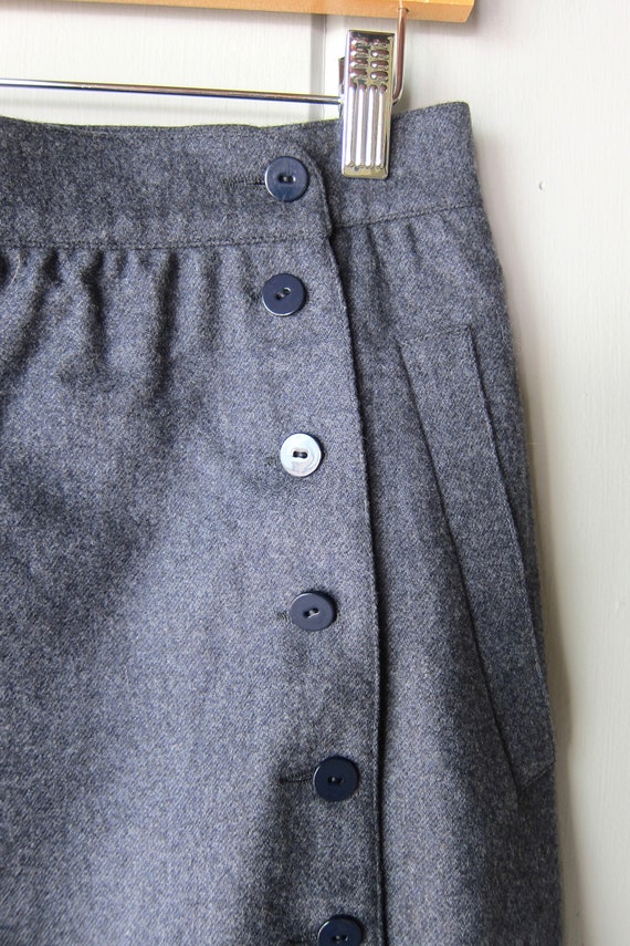 80s ESCADA Gray Wool Skirt | High Waist Long Penc… - image 3