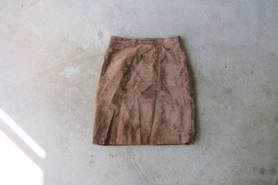 80s Brown Suede Mini Skirt | Vintage GITANO Leath… - image 1